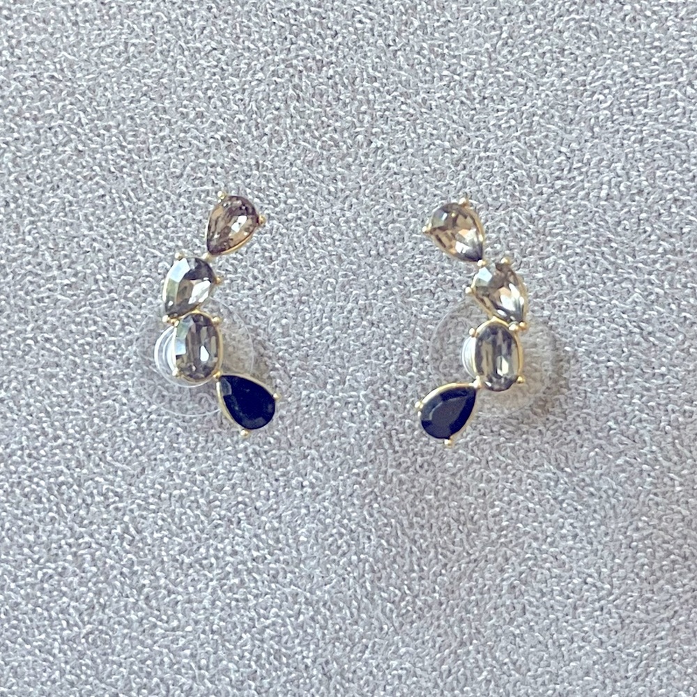 Metal and Crystal Crawler Earrings